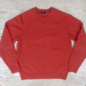 Uniqlo Men's Medium 100% wool orange crewneck sweater